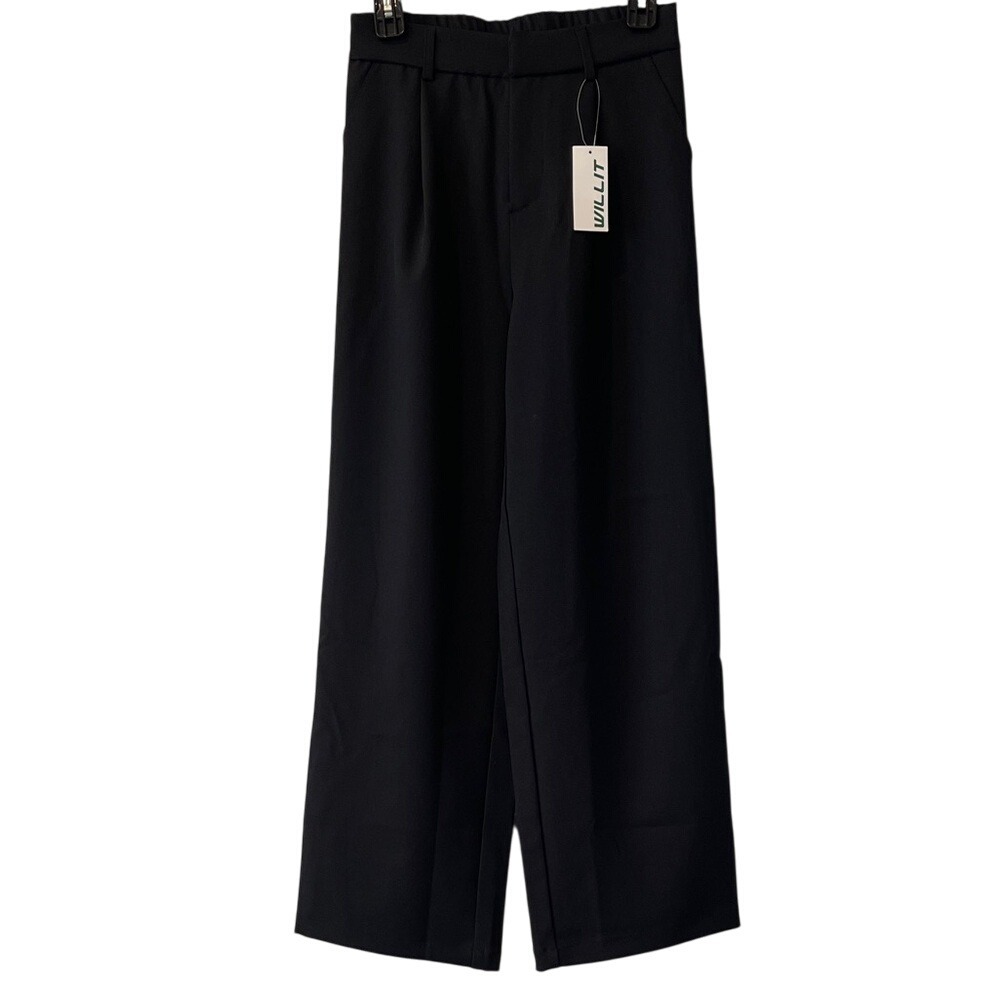 Willit Black Wide-Leg Work Dress Pants XS NWT
